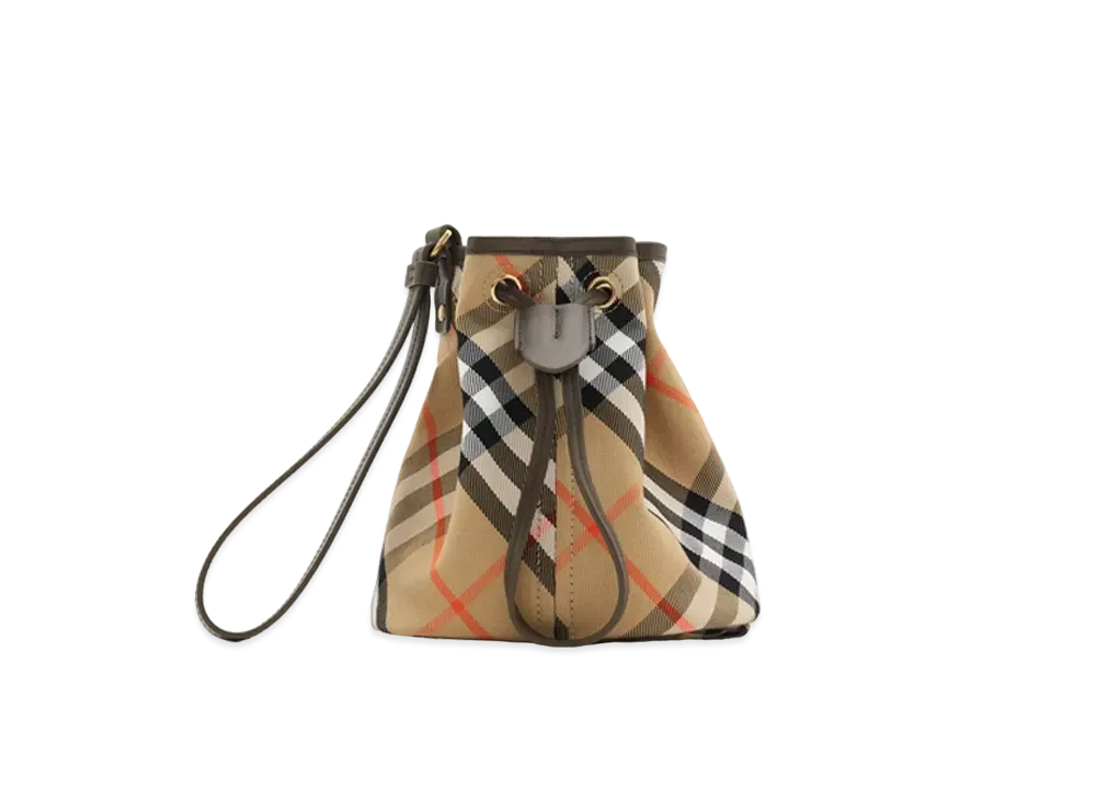 Burberry Check Drawstring Pouch "Sand"