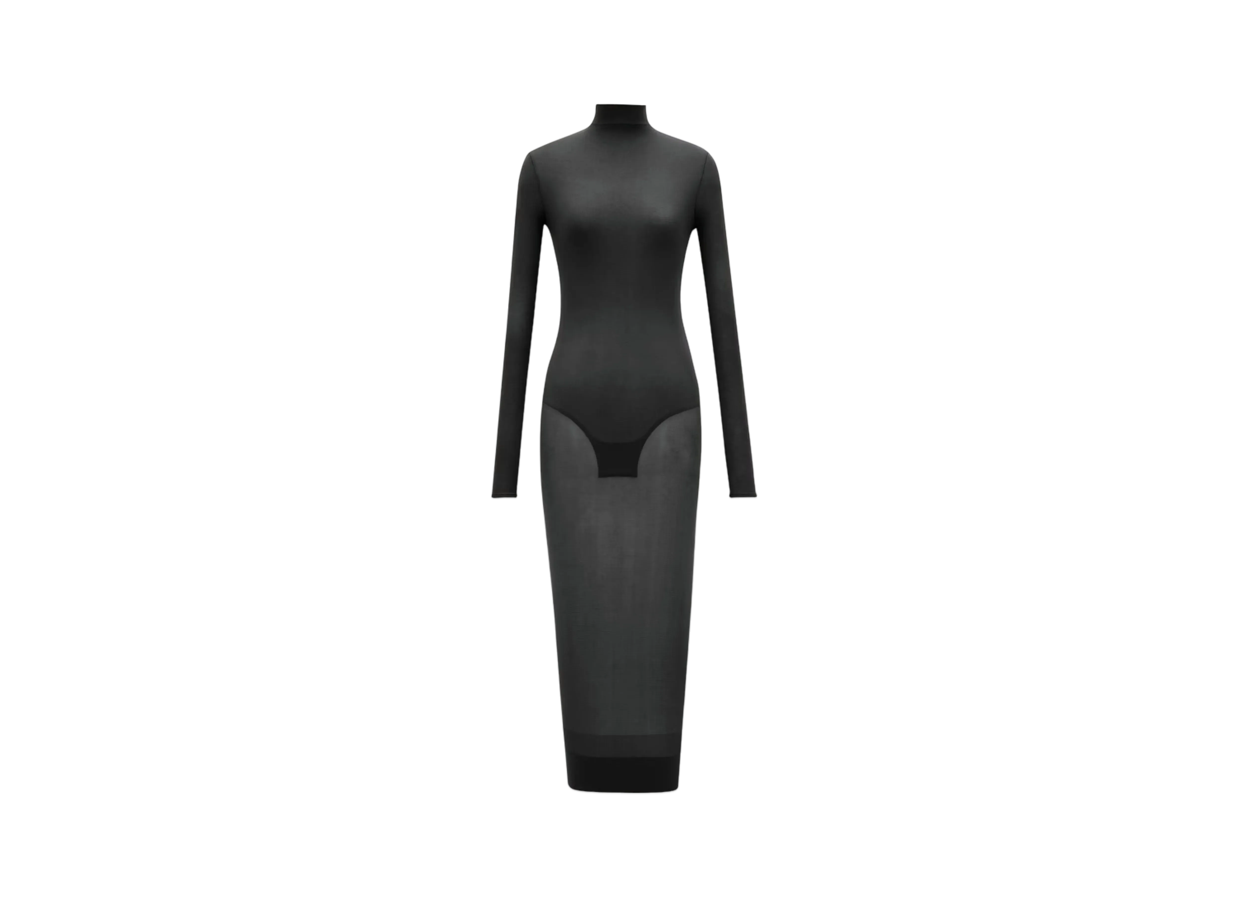 Saint Laurent Women's Turtleneck Dress in Stretch Jersey "Black"