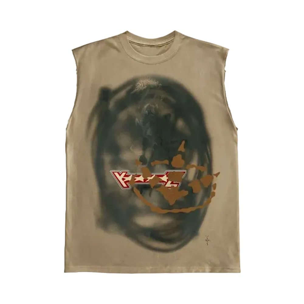 Travis Scott Sprayed Shirt Muscle Tank "Beige"