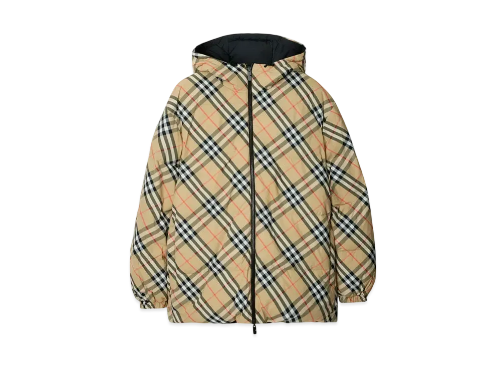 Burberry Reversible Check Nylon Snowdonia Puffer Jacket "Sand"