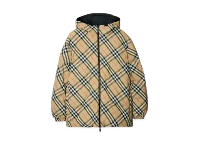 Burberry Reversible Check Nylon Snowdonia Puffer Jacket "Sand"
