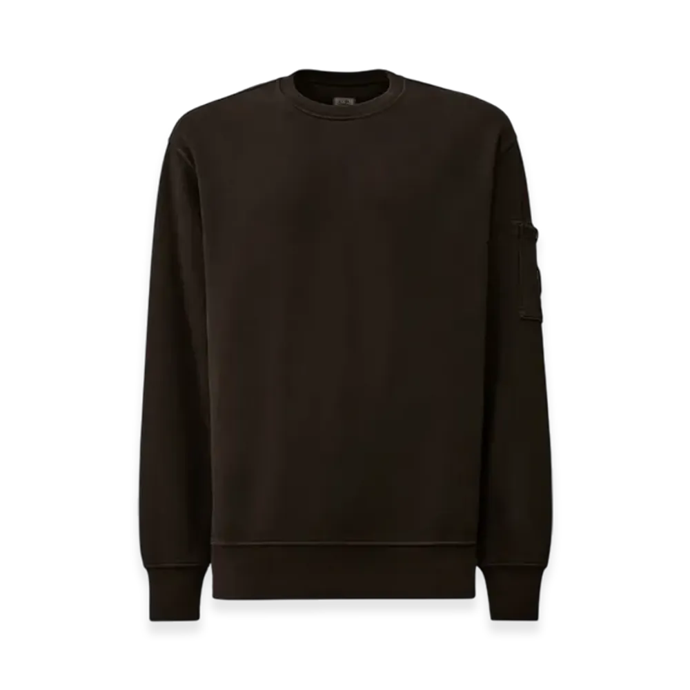 C.P. Company Brushed and Emerized Diagonal Fleece Lens Sweatshirt "Black"
