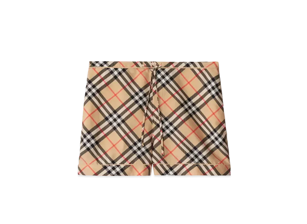 Burberry Women's Check Silk Pyjama Shorts "Sand"