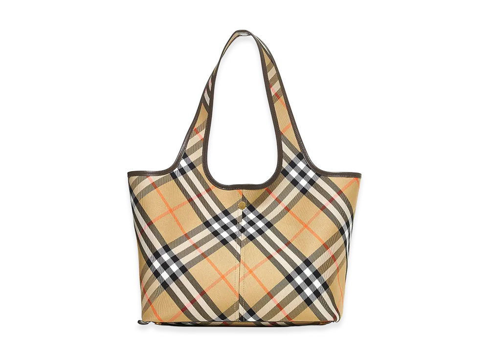 Burberry Women's Embroidered Canvas Small Check Shopping Bag "Beige"