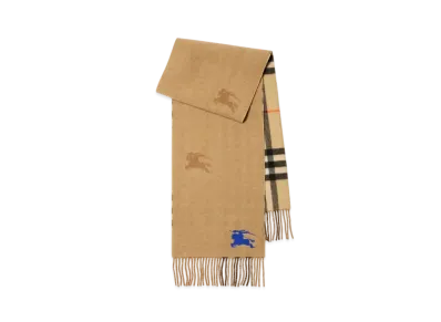 Burberry Reversible EKD Check Cashmere Scarf "Sand"