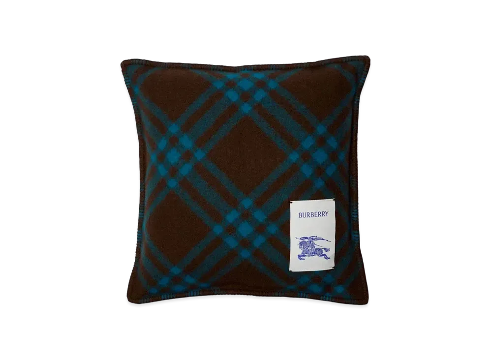 Burberry Check Wool Cushion "Kingfisher/Snug"