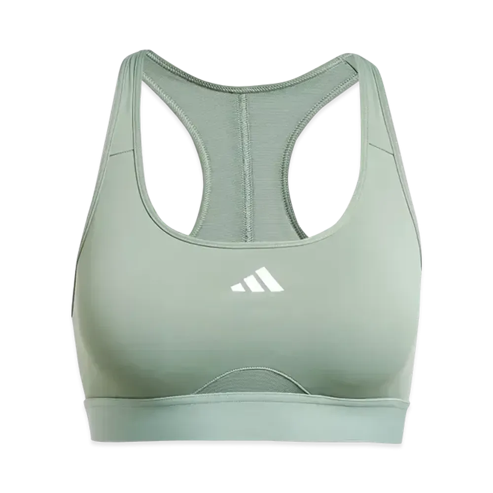 adidas Powerreact Training Medium Support Bra "Silver Green/White"