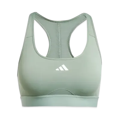 adidas Powerreact Training Medium Support Bra "Silver Green/White"