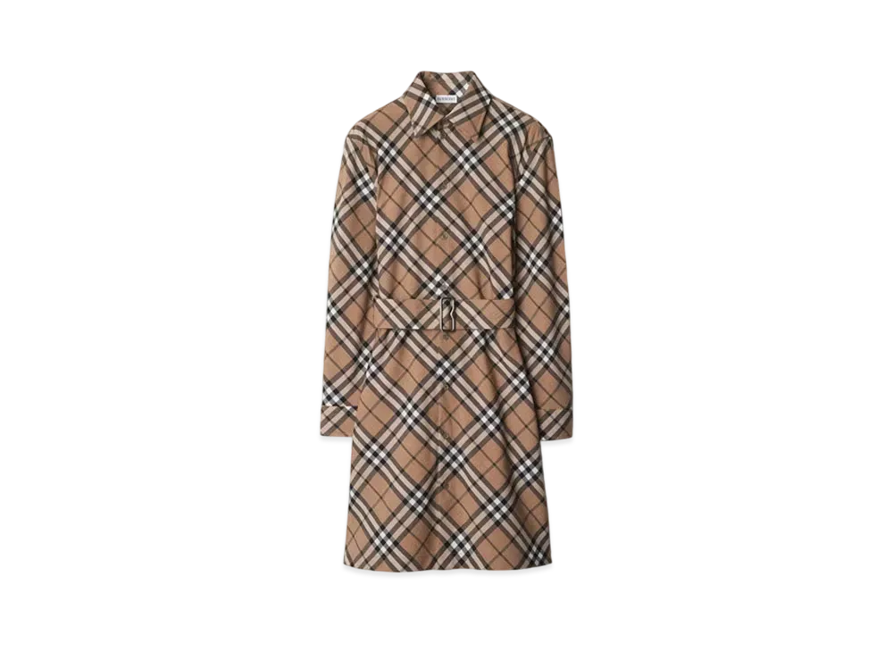 Burberry Check Wool Blend Shirt Dress "Linden"