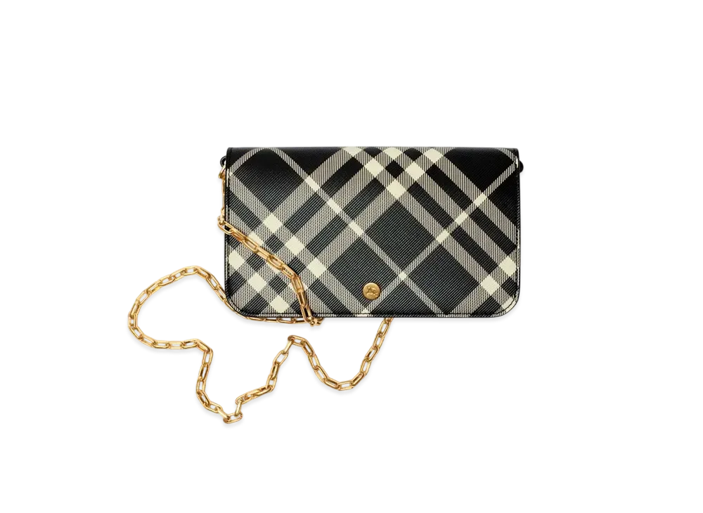 Burberry Check Chain Strap Wallet "Black/Calico"