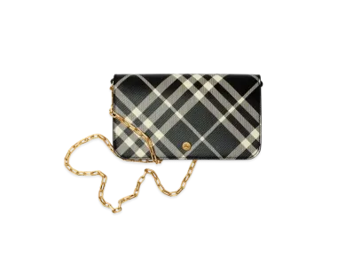 Burberry Check Chain Strap Wallet "Black/Calico"