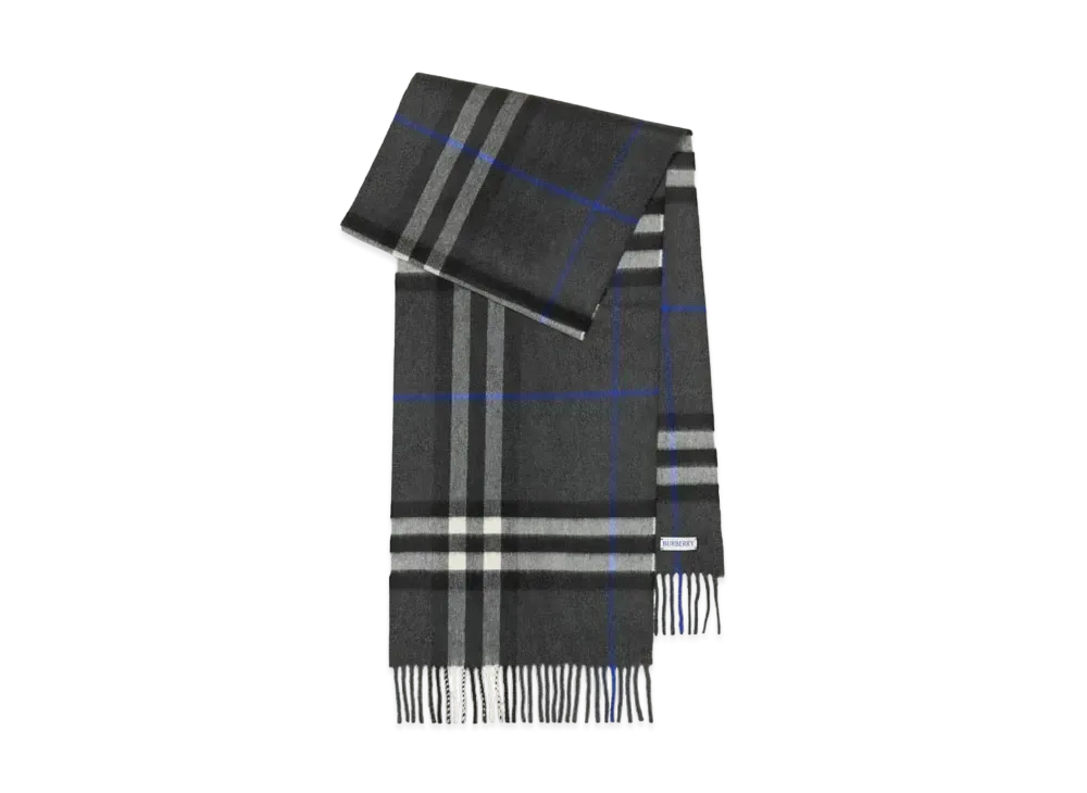 Burberry Check Cashmere Scarf "Dark Charcoal"