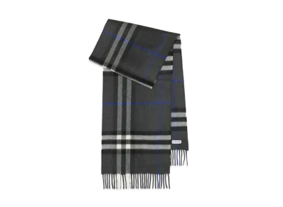 Burberry Check Cashmere Scarf "Dark Charcoal"
