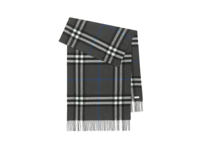 Burberry Wide Check Cashmere Scarf "Dark Charcoal"