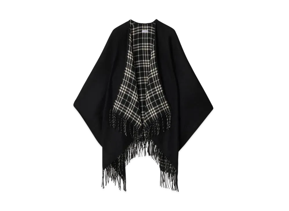 Burberry Reversible Check Wool Cape "Black/Calico"