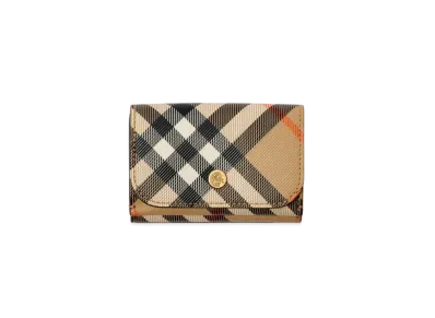 Burberry Check Compact Wallet "Sand"