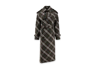 Burberry Women's Check Cotton Blend Long Trenchcoat "Green"
