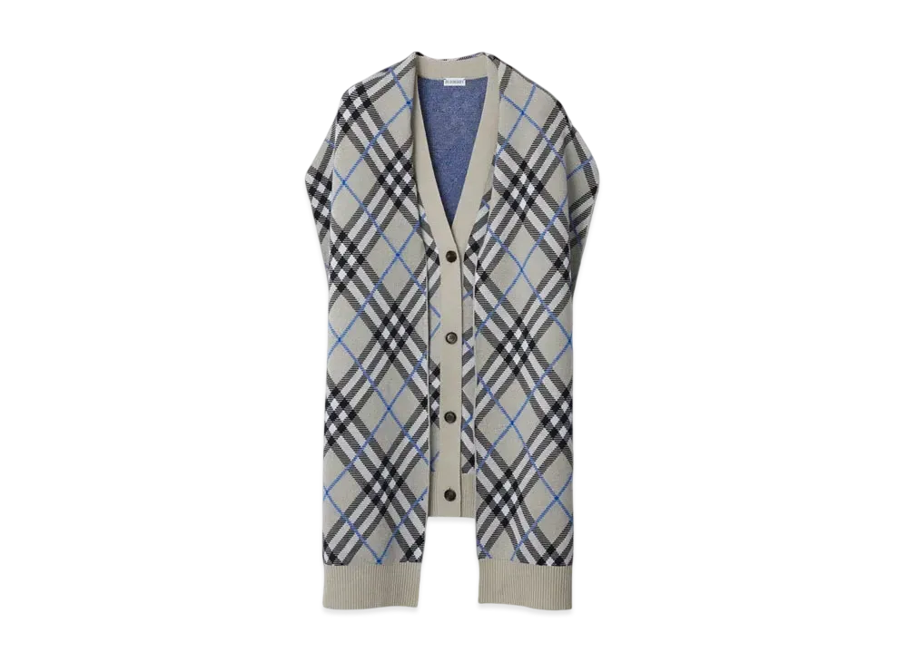 Burberry Check Wool Mohair Blend Cape "Lichen"
