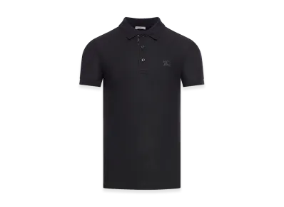 Burberry Cotton Polo Shirt With Embroidered EKD Logo "Black"