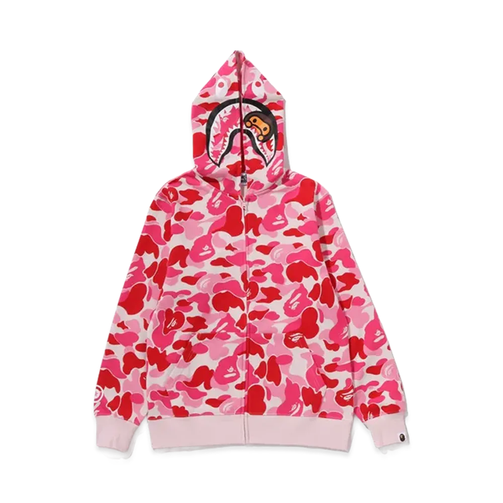A BATHING APE Kids ABC Camo Milo Shark Zip Hoodie "Pink"