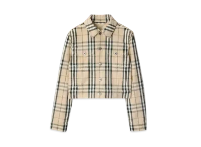 Burberry Cropped Check Denim Jacket "Grain"