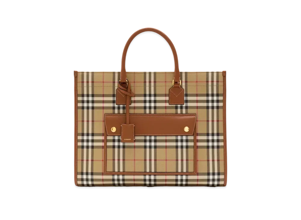 Burberry Medium Freya Tote "Archive Beige/Briar Brown"