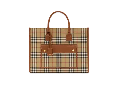 Burberry Medium Freya Tote "Archive Beige/Briar Brown"