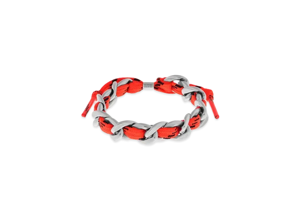 BALENCIAGA Malibu Gourmette Bracelet "Antique Silver/Neon Orange"