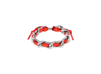 BALENCIAGA Malibu Gourmette Bracelet "Antique Silver/Neon Orange"