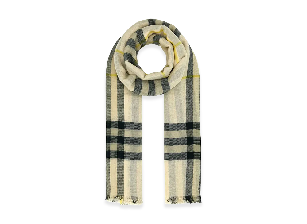 Burberry Embroidered Wool Scarf "Yellow"