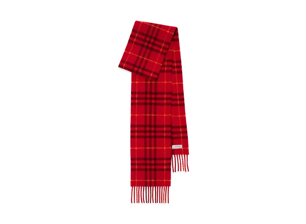 Burberry Narrow Check Cashmere Scarf "Currant"