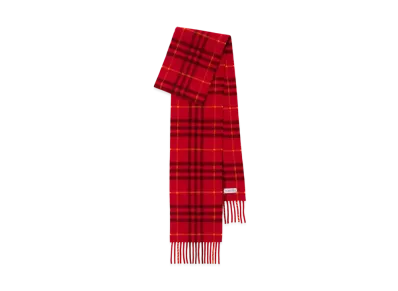 Burberry Narrow Check Cashmere Scarf "Currant"