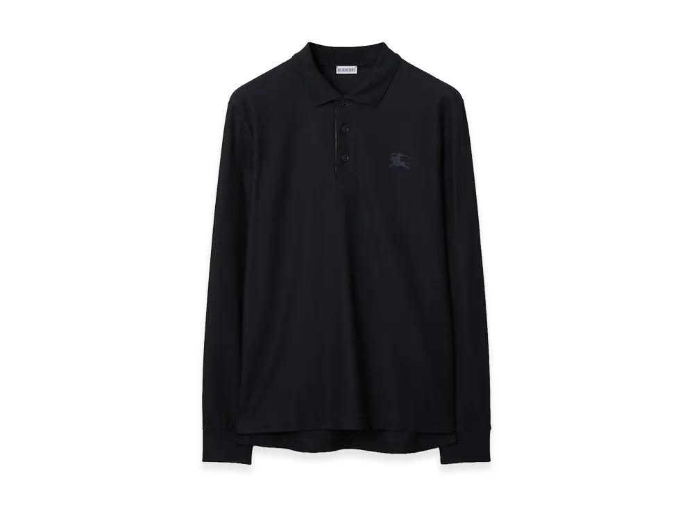 Burberry Long Sleeve Cotton Polo Shirt "Coal Blue"