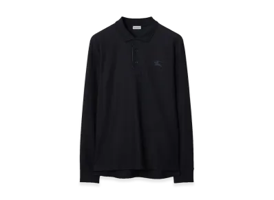 Burberry Long Sleeve Cotton Polo Shirt "Coal Blue"