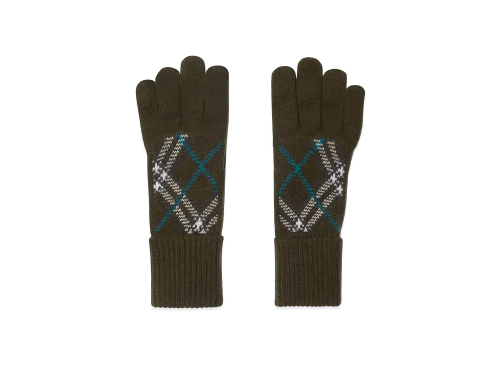 Burberry Check Cashmere Blend Gloves "Snug"