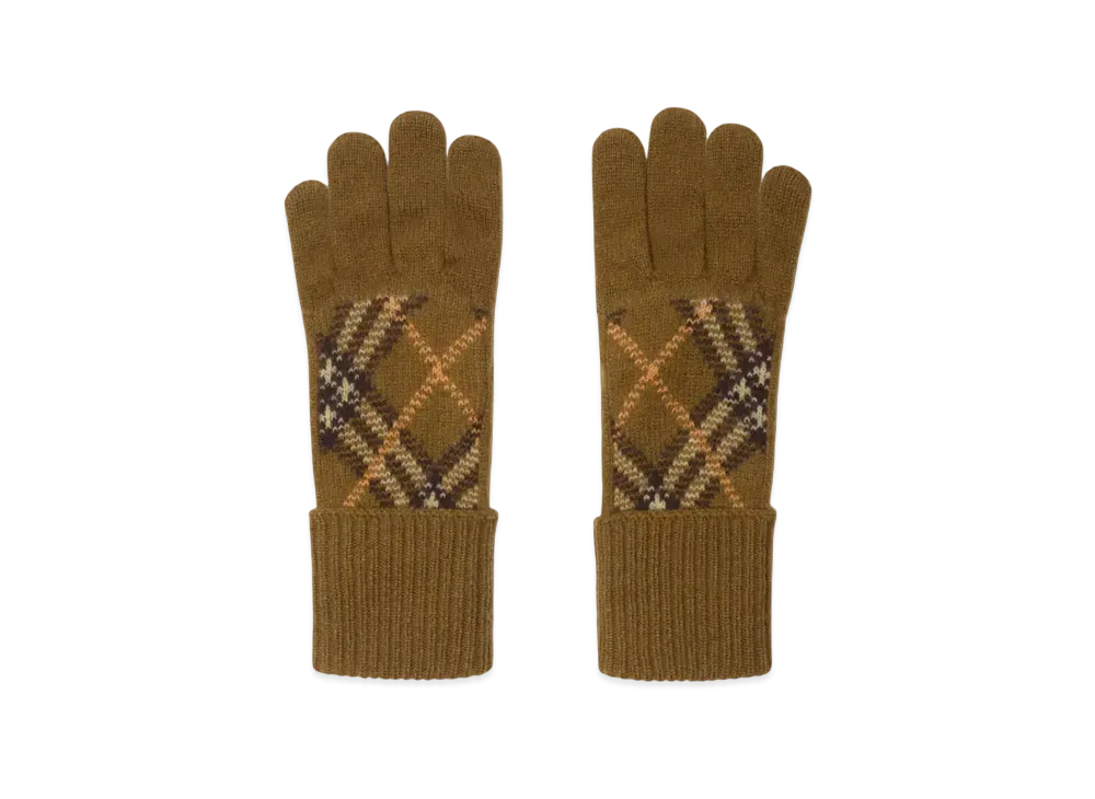 Burberry Check Cashmere Blend Gloves "Shrew"