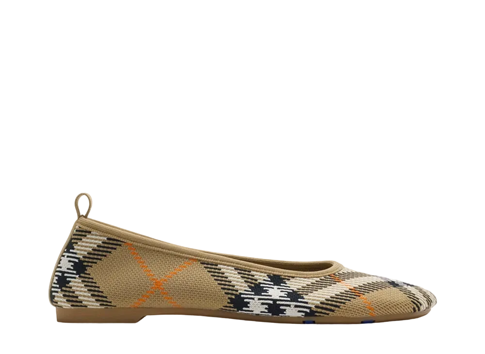 Burberry Women's Check Knit Baby Ballerinas "Sand"