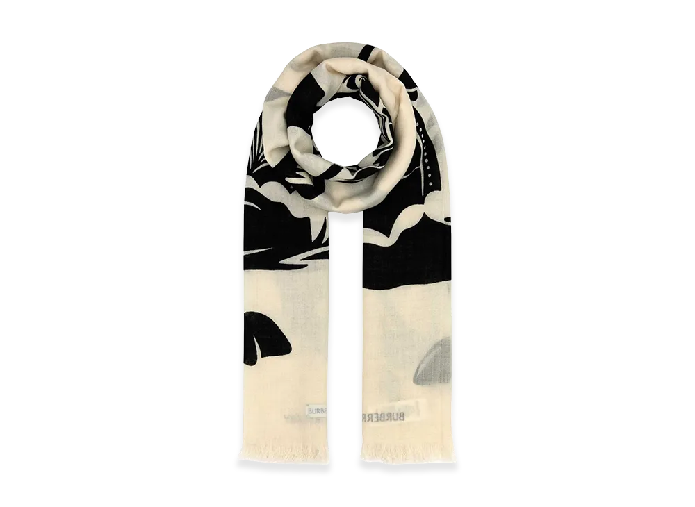 Burberry Embroidered Wool Scarf "Yellow"