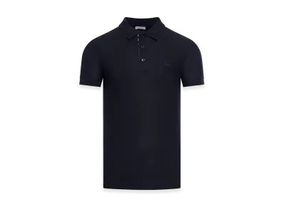 Burberry Cotton Polo Shirt With Embroidered EKD Logo "Blue"