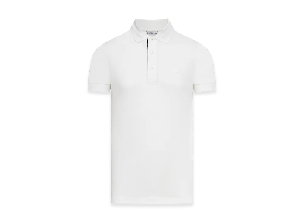 Burberry Cotton Polo Shirt With Embroidered EKD Logo "White"