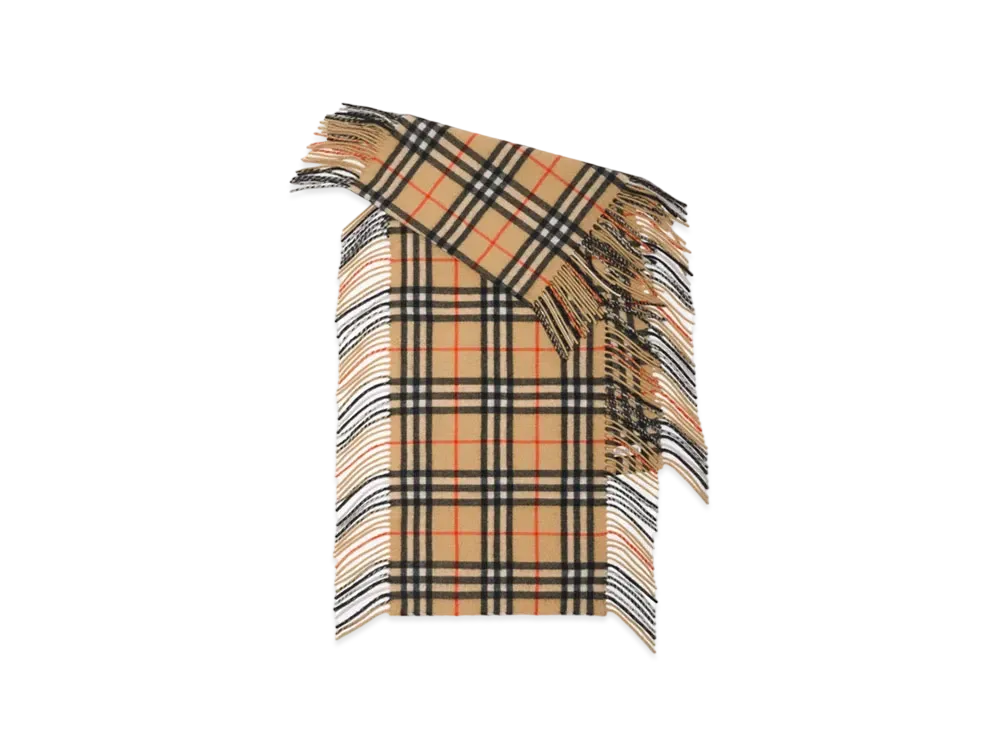 Burberry Check Cashmere Happy Scarf "Sand"
