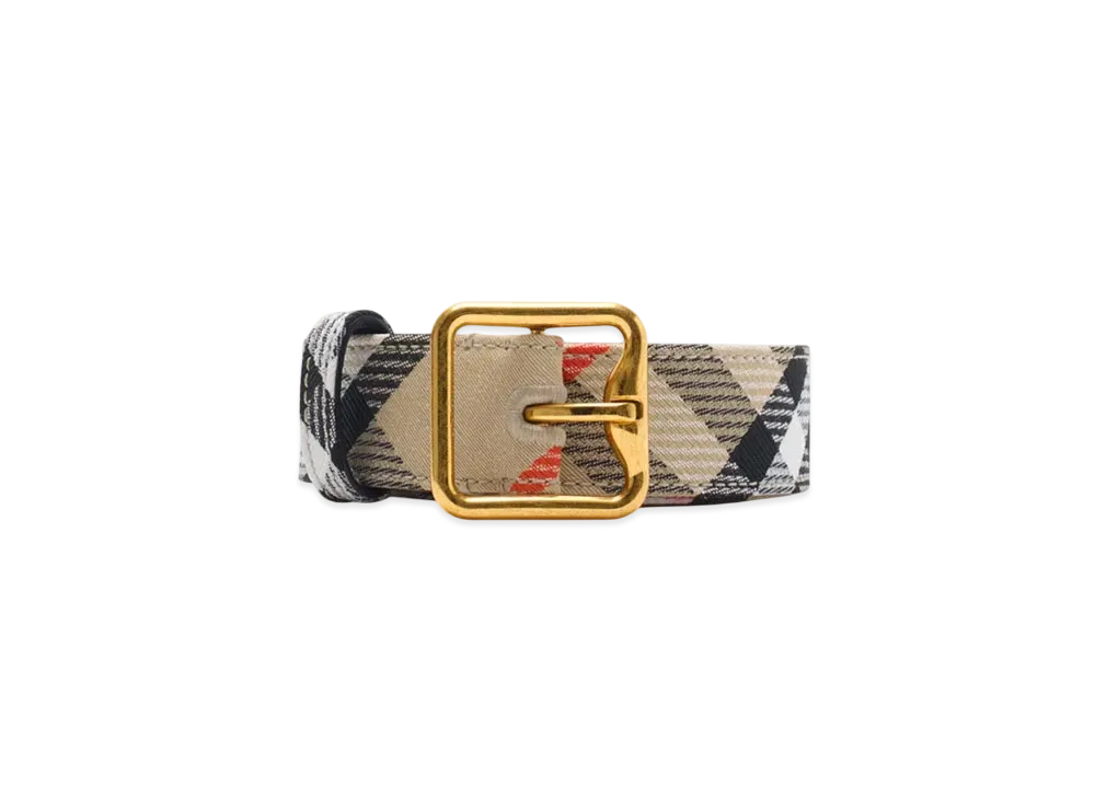 Burberry Check B Buckle Belt "Sand"