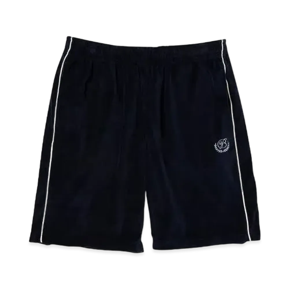 BlackEyePatch B EMBLEM PIPING VELOUR SHORTS "Navy"