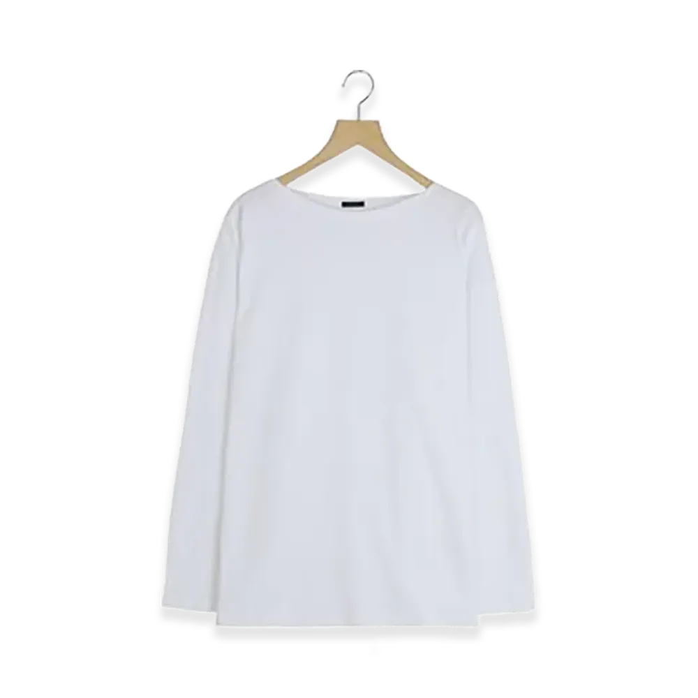 COMOLI Cotton Jersey Boat Neck "White"