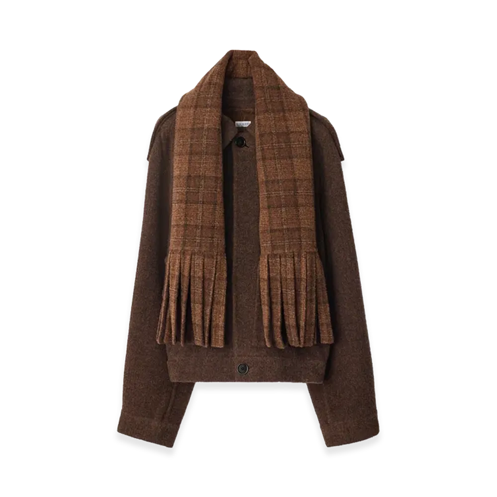 Burberry Detachable Scarf Wool Blend Jacket "Ginger/Ginger"