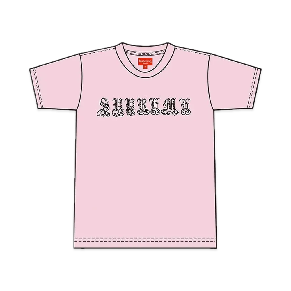 Supreme Old English Rhinestone S/S Top "Pink"