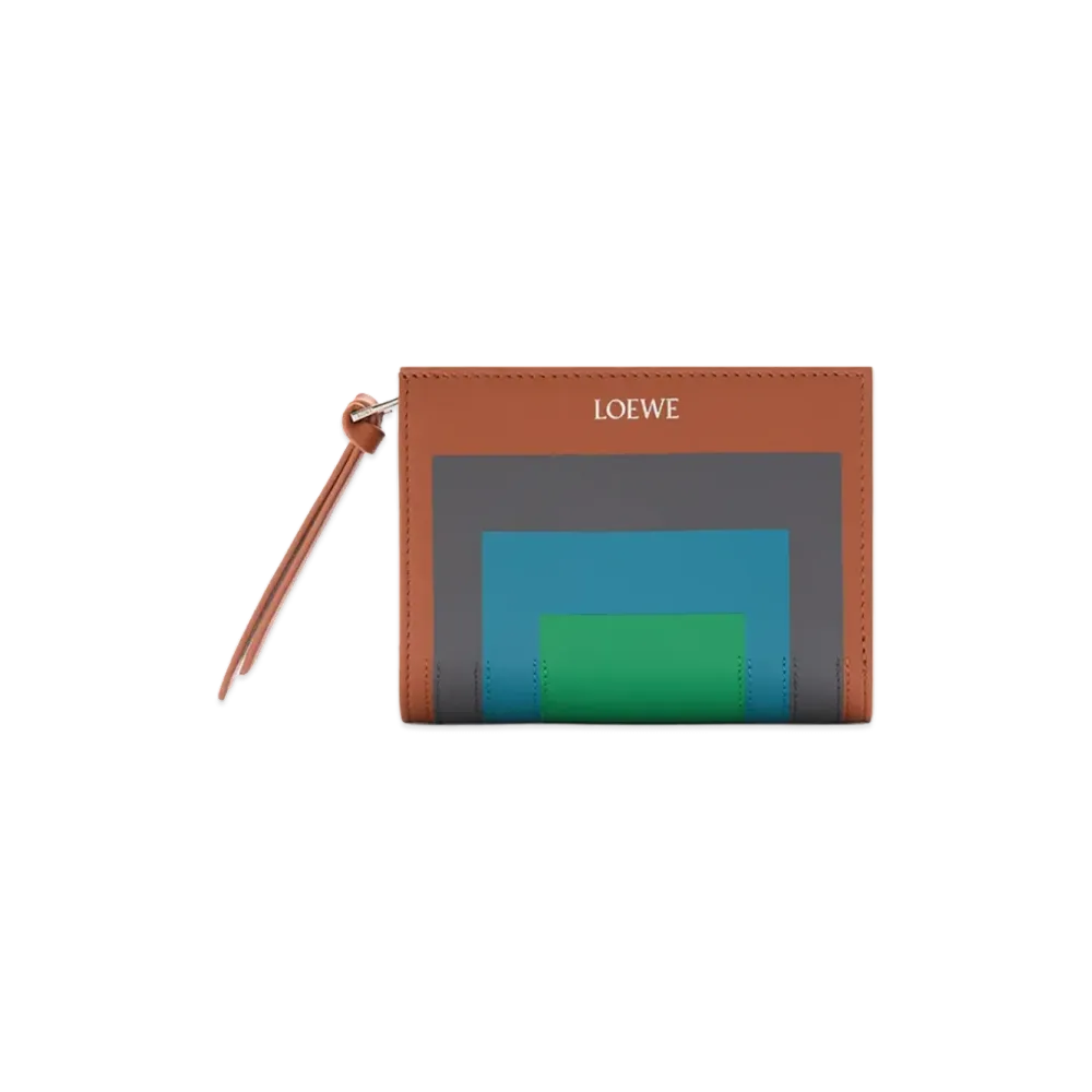 LOEWE Women's Compact Wallet In Nappa Calfskin "Caramel/Bright Green"