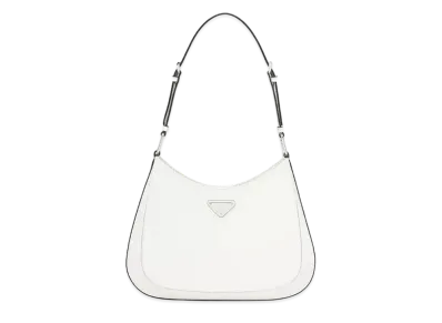 PRADA Cleo Brushed Leather Shoulder Bag "White"