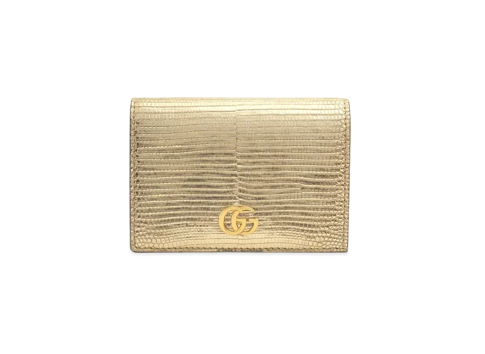 GUCCI GG Marmont Lizard Card Case "Gold Lizard"