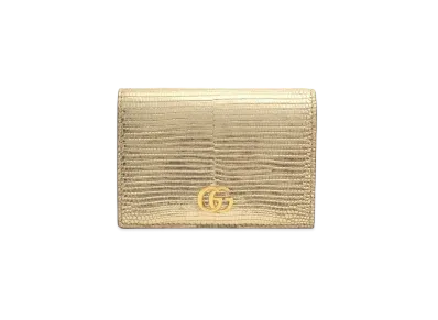 GUCCI GG Marmont Lizard Card Case "Gold Lizard"